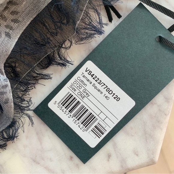 [🌟 PRICE FIRM] Mulberry Gray Tamara Square 140 Large Cotton Scarf Wrap Shawl - Picture 7 of 7
